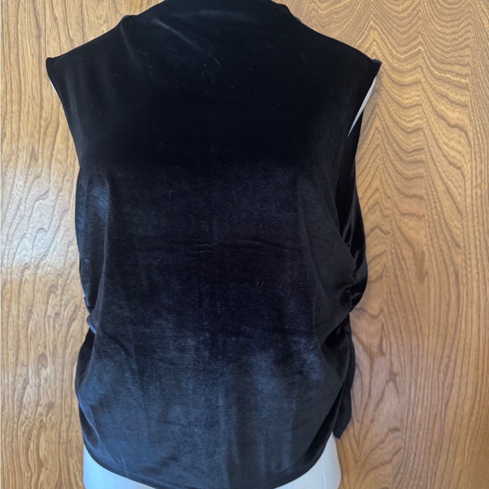 A New Day Black Velvet Ruched Tank